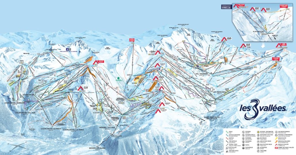 Piste map of the Three Valleys, France