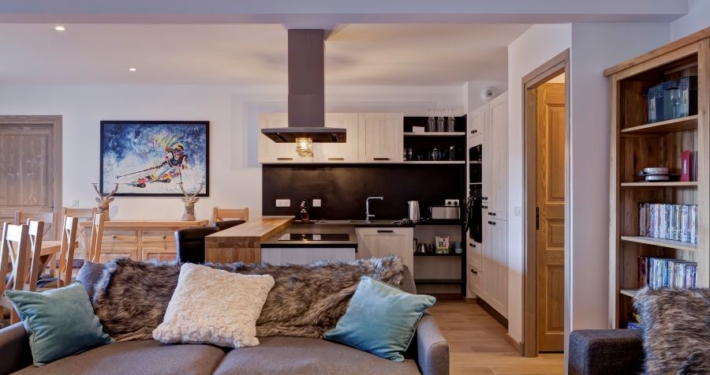 Living room of catered Chalet Caroline La Tania, France.