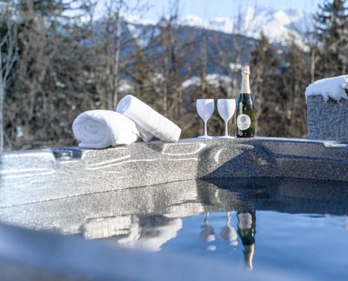 Close up of a chalet hot tub in La Tania