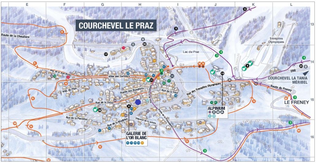 Courchevel Le Praz village map Chalet Chu Lo Dou