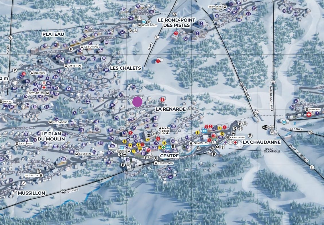 Map Location of Ski Magic Chalet Loden in Meribel Centre