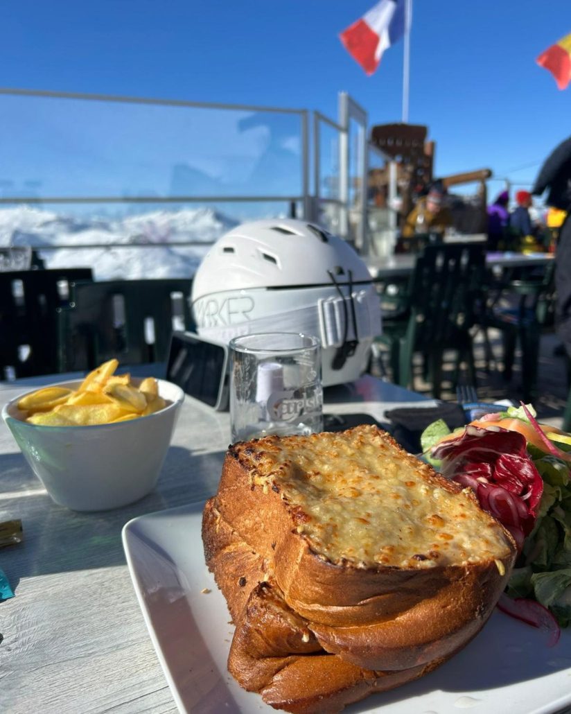 croque monsieur at a restaurant in the Three Valleys