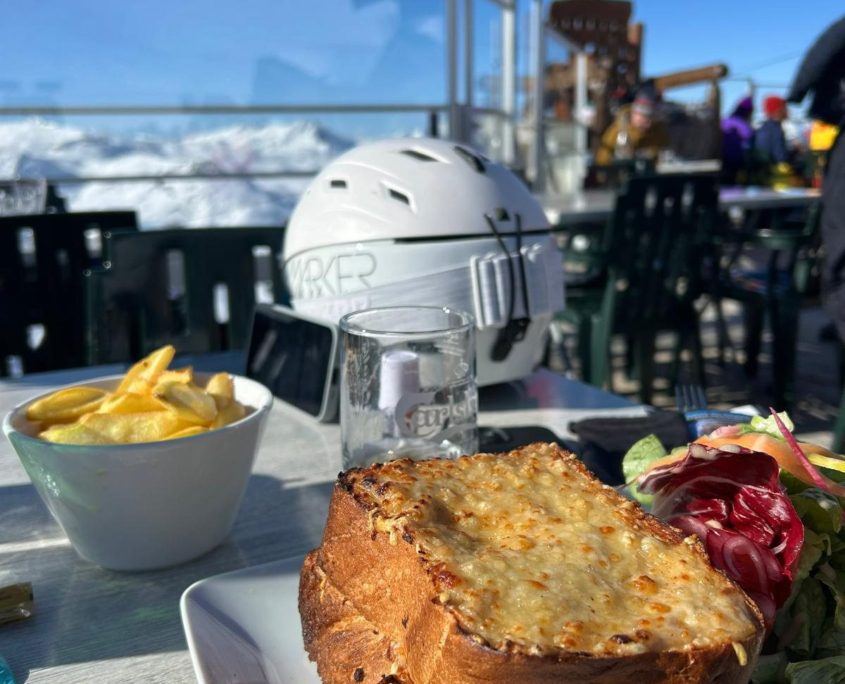 croque monsieur at a restaurant in the Three Valleys
