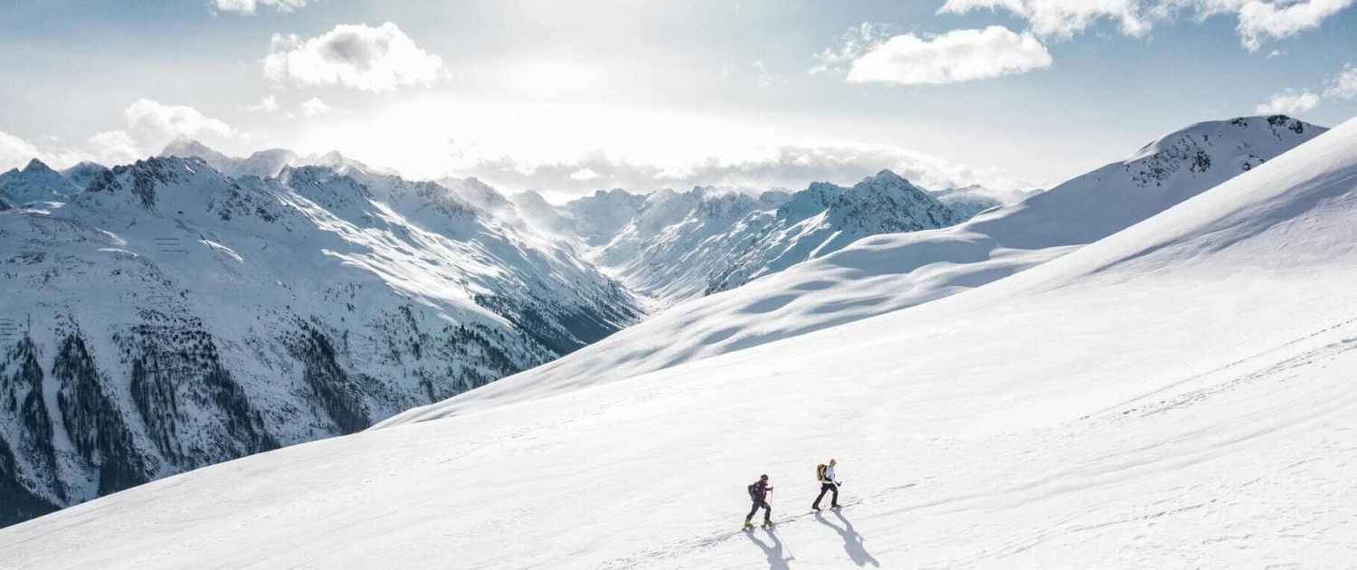 ski touring in the snowy mountains