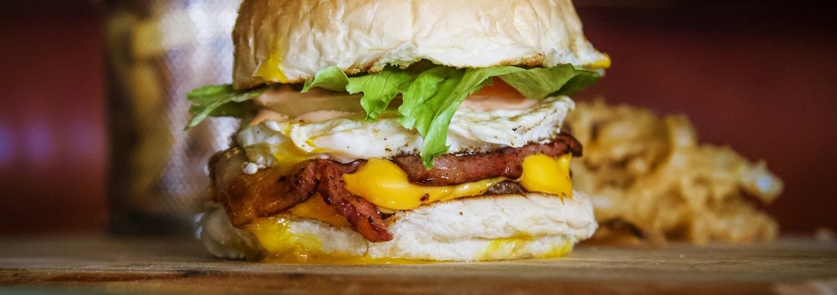 Burger and chips - a great snack in a ski resort!